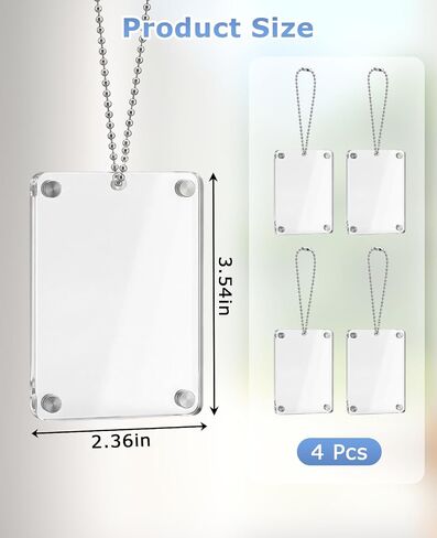 4pcs Car Hanging Photo Holder with Magnetic Frame for Rear View Mirror – Personalized Acrylic Picture Display Car Accessories in Saudi Arabia