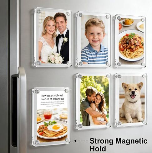 4pcs Car Hanging Photo Holder with Magnetic Frame for Rear View Mirror – Personalized Acrylic Picture Display Car Accessories in Saudi Arabia