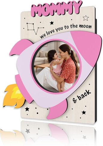 Daddy Picture Frames Fridge Magnet, We Love You To The Moon And Back - Wood Fridge Magnet, Rocket Wooden Photo Frame For Refrigerator Locker, Thanksgiving Christmas Birthday Gifts For Dad Papa -A36 in Saudi Arabia