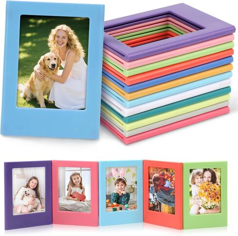 Mototo 24 حزمة إطار الصورة المغناطيسي لFujifilm Instax 2.5x3.5in طاولة صغيرة إطار الصورة حامل الثلاجة مغناطيس إطارات الصور للثلاجة المدرسة مكتب المحفظة حجم إطارات الصور، أبيض in Kuwait