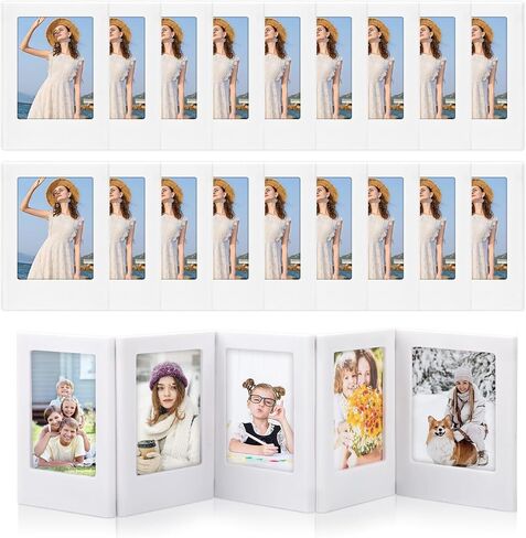 Mototo 24 حزمة إطار الصورة المغناطيسي لFujifilm Instax 2.5x3.5in طاولة صغيرة إطار الصورة حامل الثلاجة مغناطيس إطارات الصور للثلاجة المدرسة مكتب المحفظة حجم إطارات الصور، أبيض in Kuwait