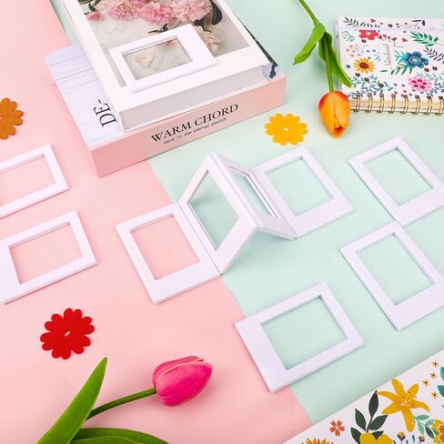 Mototo 24 حزمة إطار الصورة المغناطيسي لFujifilm Instax 2.5x3.5in طاولة صغيرة إطار الصورة حامل الثلاجة مغناطيس إطارات الصور للثلاجة المدرسة مكتب المحفظة حجم إطارات الصور، أبيض in Kuwait