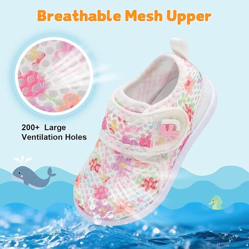 JOINFREE Baby Water Shoes Toddler Boys Girls Sandals Lightweight Beach Swim | Breathable Kids Barefoot Quick-Dry Pool Auqa Socks Infant First Walking Non-slip Machine Washable Adjustable Hook and Loop in Saudi Arabia