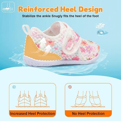 JOINFREE Baby Water Shoes Toddler Boys Girls Sandals Lightweight Beach Swim | Breathable Kids Barefoot Quick-Dry Pool Auqa Socks Infant First Walking Non-slip Machine Washable Adjustable Hook and Loop in Saudi Arabia