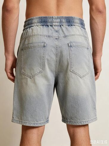 Men's Cargo Denim Shorts, Casual Loose Fit Multi-Pocket Knee Length Denim Shorts for Streetwear Summer in Saudi Arabia