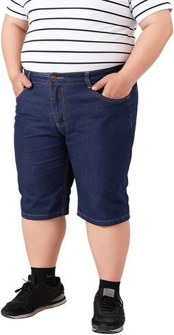 Plus Size Jeans Shorts for Men 50-56 Stretchy Lightweight Summer Straight Leg Denim Shorts in Saudi Arabia