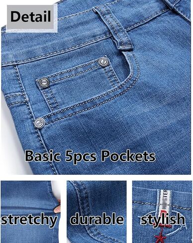 Plus Size Jeans Shorts for Men 50-56 Stretchy Lightweight Summer Straight Leg Denim Shorts in Saudi Arabia