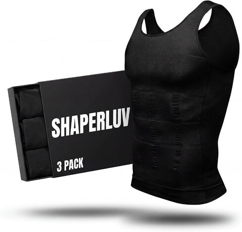 SHAPERLUV Mens Compression Shirt Tank Top 2.0 Sleeveless Body Shaper - Compression Shirts for Men Shapewear Undershirt in Kuwait