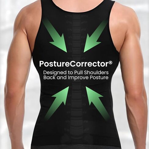 SHAPERLUV Mens Compression Shirt Tank Top 2.0 Sleeveless Body Shaper - Compression Shirts for Men Shapewear Undershirt in Kuwait