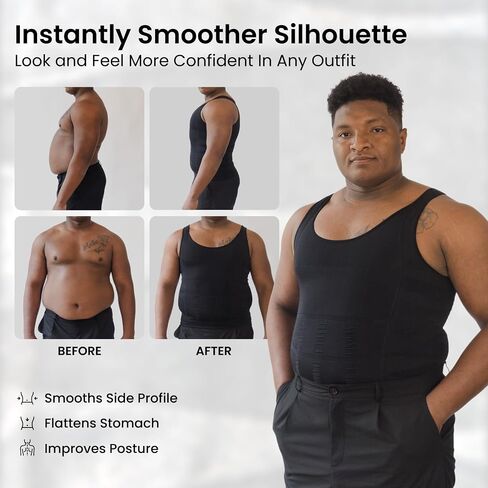 SHAPERLUV Mens Compression Shirt Tank Top 2.0 Sleeveless Body Shaper - Compression Shirts for Men Shapewear Undershirt in Kuwait