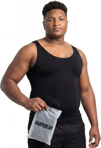 SHAPERLUV Mens Compression Shirt Tank Top 2.0 Sleeveless Body Shaper - Compression Shirts for Men Shapewear Undershirt in Kuwait