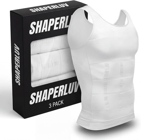 SHAPERLUV Mens Compression Shirt Tank Top 2.0 Sleeveless Body Shaper - Compression Shirts for Men Shapewear Undershirt in Kuwait