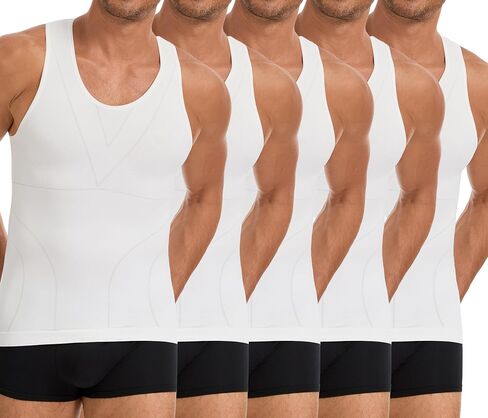 3 Pack Compression Shirt Men Body Shaper Workout Tank Top Shapewear Tummy Control Vest Sleeveless Slimming Undershirts in Saudi Arabia