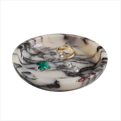 Jewelry Dish 5.5"x5.5",Natural Travertine Stone Trinket Dish - Round Decorative Vanity Tray for Jewelry, Keys, and Small Accessories, Countertop Organizer for Bathroom, Bedroom, Entryway in Saudi Arabia