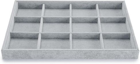 12 Grids Velvet Jewelry Tray Bracelet Trays Bangle Holder for Bracelet Bangle Earring Ring Display Storage (Gray) in Kuwait
