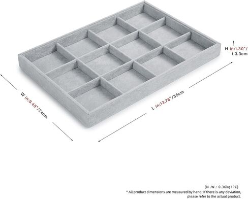 12 Grids Velvet Jewelry Tray Bracelet Trays Bangle Holder for Bracelet Bangle Earring Ring Display Storage (Gray) in Kuwait