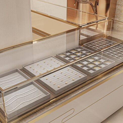 12 Grids Velvet Jewelry Tray Bracelet Trays Bangle Holder for Bracelet Bangle Earring Ring Display Storage (Gray) in Kuwait