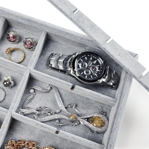 12 Grids Velvet Jewelry Tray Bracelet Trays Bangle Holder for Bracelet Bangle Earring Ring Display Storage (Gray) in Kuwait
