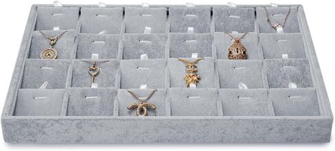 12 Grids Velvet Jewelry Tray Bracelet Trays Bangle Holder for Bracelet Bangle Earring Ring Display Storage (Gray) in Kuwait