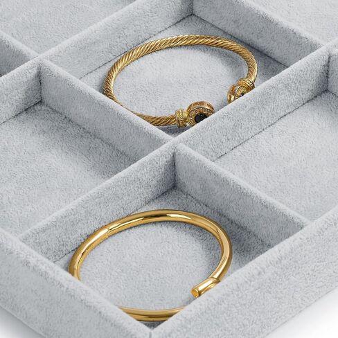 12 Grids Velvet Jewelry Tray Bracelet Trays Bangle Holder for Bracelet Bangle Earring Ring Display Storage (Gray) in Kuwait