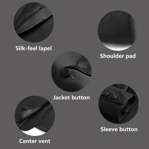 Rogers & Morris Tuxedo Suits for Men Solid Black 4 Piece Regular Fit Formal Set in Saudi Arabia