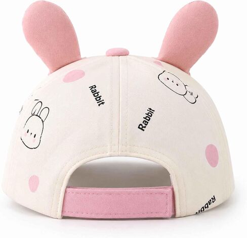 Toddler Girl Baseball Cap, Toddler Kid Baby Baseball Hat Girls, Funny Bunny Hat with Ears Cap, Cute Pink Baseball Girls Summer Hat for Kids Age 2-6 in Kuwait