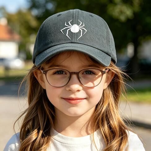Negi Spider Printed Kids Hat Adjustable Baseball Cap for Teen Boys and Girls Distressed Washed Cotton Cowboy Hats in Saudi Arabia
