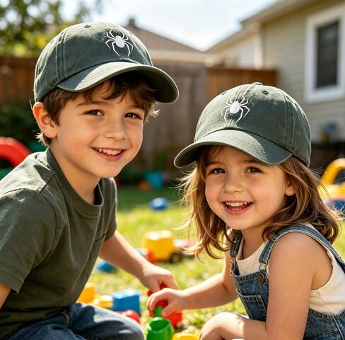 Negi Spider Printed Kids Hat Adjustable Baseball Cap for Teen Boys and Girls Distressed Washed Cotton Cowboy Hats in Saudi Arabia
