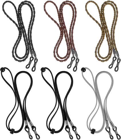 Eye Glasses Holders Around Neck, 6 Pcs Glasses Strap For Men Women 3 Suede style +3 Braided Twist Holders Around Neck, Dark Colors Glass Chain for Reading, Driving, Outdoor Activities, Dark Colors in Saudi Arabia