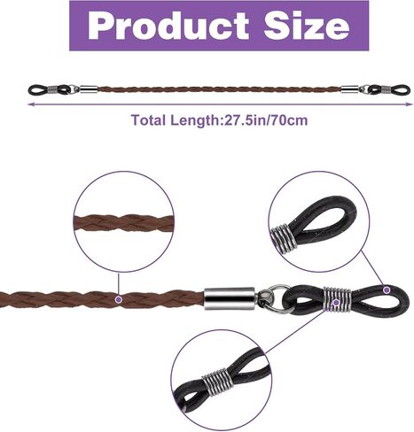 Eye Glasses Holders Around Neck, 6 Pcs Glasses Strap For Men Women 3 Suede style +3 Braided Twist Holders Around Neck, Dark Colors Glass Chain for Reading, Driving, Outdoor Activities, Dark Colors in Saudi Arabia