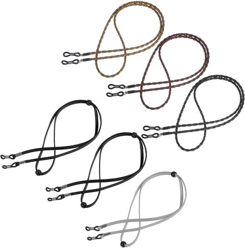 Eye Glasses Holders Around Neck, 6 Pcs Glasses Strap For Men Women 3 Suede style +3 Braided Twist Holders Around Neck, Dark Colors Glass Chain for Reading, Driving, Outdoor Activities, Dark Colors in Saudi Arabia