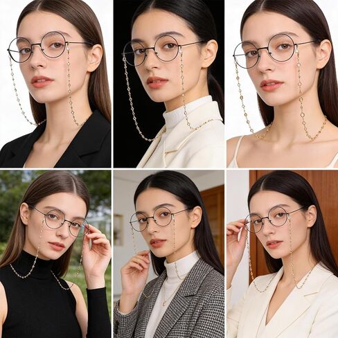 Eyeglass Chains for Women, Gold Glasses Chain, Gold Crystal Beaded Eyeglasses Chain, 72cm Eyeglasses Holders Around Neck in Kuwait