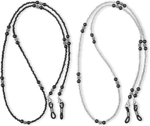 2PCS Beaded Glasses Chain for Women, Eyeglasses Chain Holder Stylish Eyeglasses Chains Necklace Vintage Reading Glasses Chains Eyewear Retainer Strap for Women and Girls in Kuwait