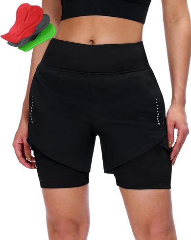 Sportneer Women Padded Bike Shorts - Comfort-First 4D Padded Cycling Shorts, High Waist Anti-Chafing Design, Breathable for Long Distance Road & Trail Black in Kuwait