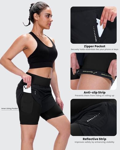 Sportneer Women Padded Bike Shorts - Comfort-First 4D Padded Cycling Shorts, High Waist Anti-Chafing Design, Breathable for Long Distance Road & Trail Black in Kuwait