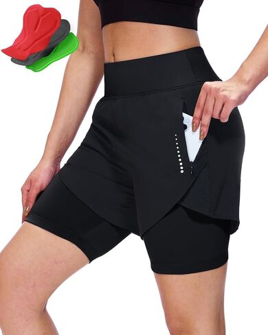 Sportneer Women Padded Bike Shorts - Comfort-First 4D Padded Cycling Shorts, High Waist Anti-Chafing Design, Breathable for Long Distance Road & Trail Black in Kuwait
