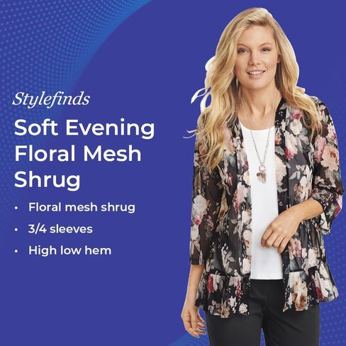 Floral Mesh Cardigan for Women, Sheer Open Front Jacket with 3/4 Sleeves, Lightweight Elegant Cover Up in Kuwait