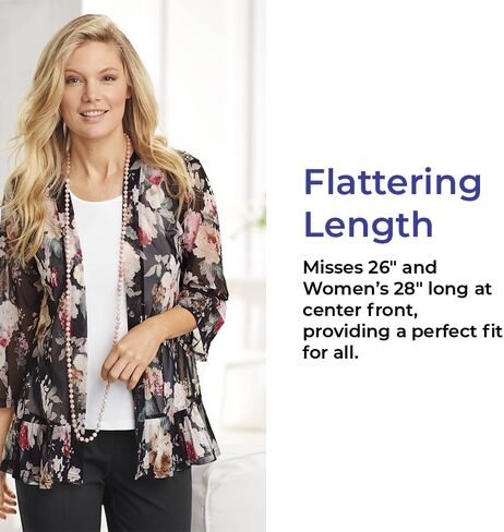 Floral Mesh Cardigan for Women, Sheer Open Front Jacket with 3/4 Sleeves, Lightweight Elegant Cover Up in Kuwait