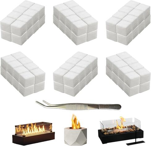 96 Pcs Ceramic Wool Wick Cubes 0.8" Bioethanol Cores Extend Burning Time | Ceramic wool replacement wick fits ROZATO, EDELFELD, Roundfire, Colsen & Flammtal indoor & outdoor table fire pits in Saudi Arabia