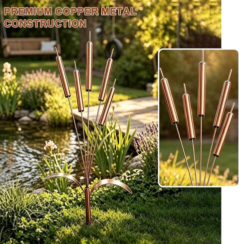 دقات الرياح النحاسية لديكور الحديقة الخارجية، أوتاد حديقة معدنية مع أجراس زخرفية، فن ساحة ريفي للفناء، سرير الزهور والممر، هدية حديقة مقاومة للطقس للأمهات النساء in Kuwait