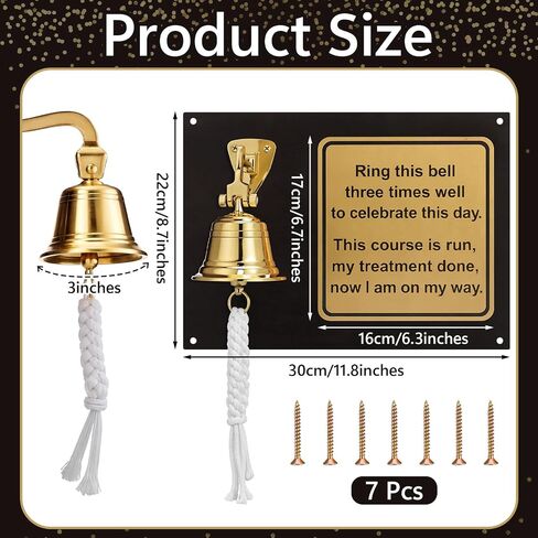 Novabright Solid Brass Wall Mounted Hanging Cancer Bell The Day I Rang The Bell Ornament End of Chemo Last Day of Chemo Treatment Survivor Recovery Wall Decor for Cancer Rehab Center Hospital Office in Saudi Arabia