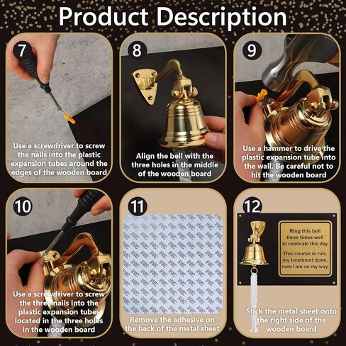 Novabright Solid Brass Wall Mounted Hanging Cancer Bell The Day I Rang The Bell Ornament End of Chemo Last Day of Chemo Treatment Survivor Recovery Wall Decor for Cancer Rehab Center Hospital Office in Saudi Arabia
