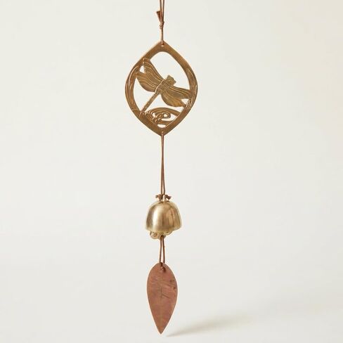 Gold & Garden Outdoor Bird Wind Chime with Bell, Pure Brass, 17" Long, Cardinal Bird in Kuwait