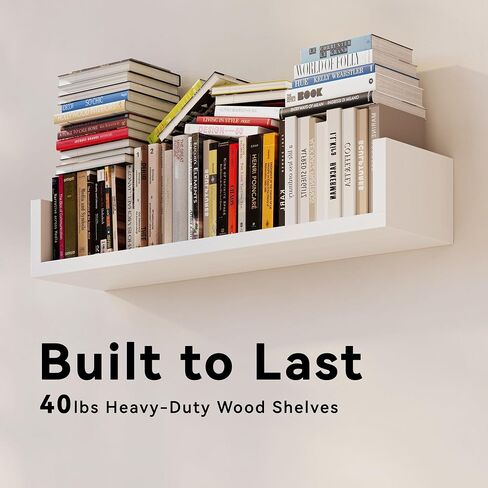 أرفف كتب عائمة للجدار - مجموعة أرفف كتب مثبتة على الحائط مكونة من 4، رف كتب معلق على شكل حرف U لغرفة النوم وغرفة المعيشة والمكتب، رف كتب حائطي لديكور المنزل والتخزين (4، أبيض، 17 بوصة) in Kuwait