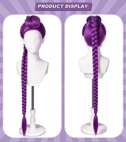 43.3 Inches Long Purple Braid Anime Costume Wig - Natural-Looking Synthetic Fiber Cosplay Wig for Halloween Parties, Costume Role Play, Anime Conventions, Stage Performances & Events in Saudi Arabia