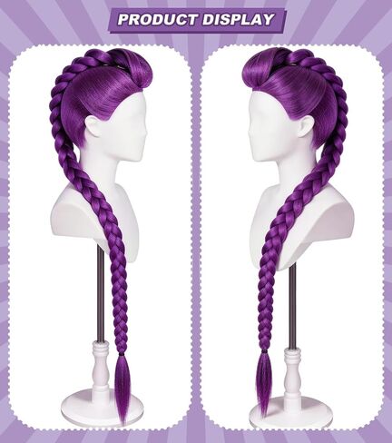 43.3 Inches Long Purple Braid Anime Costume Wig - Natural-Looking Synthetic Fiber Cosplay Wig for Halloween Parties, Costume Role Play, Anime Conventions, Stage Performances & Events in Saudi Arabia