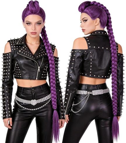 43.3 Inches Long Purple Braid Anime Costume Wig - Natural-Looking Synthetic Fiber Cosplay Wig for Halloween Parties, Costume Role Play, Anime Conventions, Stage Performances & Events in Saudi Arabia
