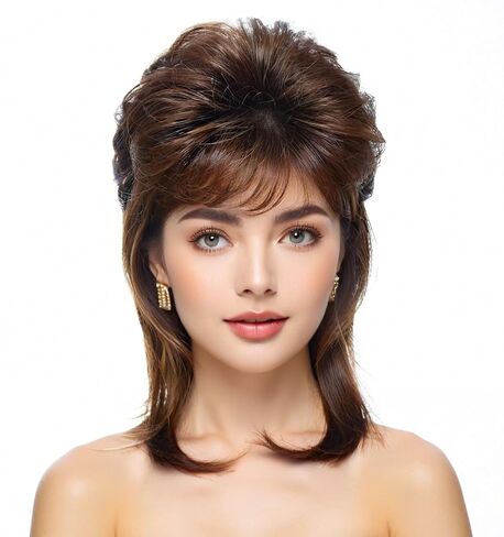 شعر مستعار Airhostess 80s ريترو متعدد الطبقات للنساء، شعر مستعار اصطناعي مصمم مسبقًا، ملمس طبيعي لحفلات الهالوين التنكرية في الثمانينات (أشقر) in Kuwait