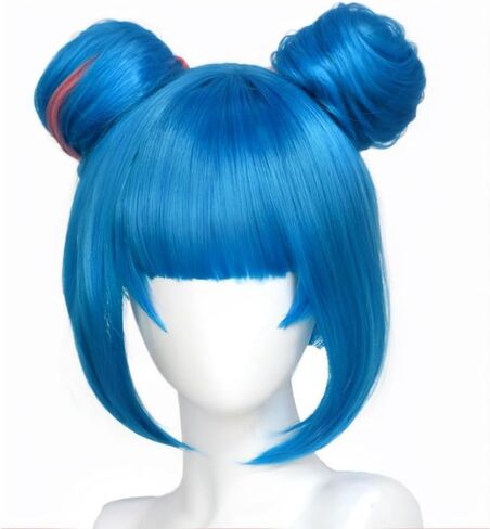 LOL Buns Jinx Cosplay Wig Heat Resistant Synthetic Wigs for Halloween Christmas Costume Party Role Play+Wig Cap in Kuwait
