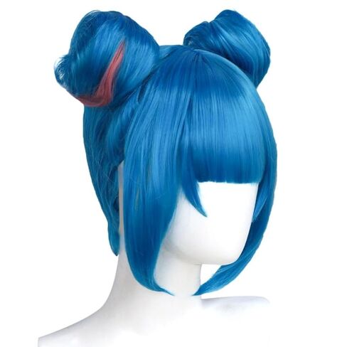 LOL Buns Jinx Cosplay Wig Heat Resistant Synthetic Wigs for Halloween Christmas Costume Party Role Play+Wig Cap in Kuwait
